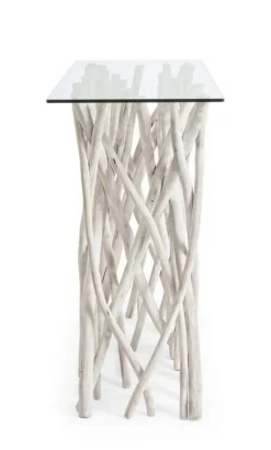 Sale Bizzotto CONSOLLE IN TEAK CON RIPIANO IN VETRO - SAHEL