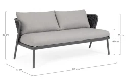 New Bizzotto DIVANO 2 POSTI ANTRACITE QS22/GRAPHITE - HARLOW