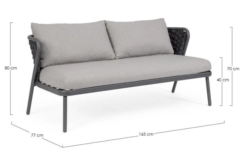 New Bizzotto DIVANO 2 POSTI ANTRACITE QS22/GRAPHITE - HARLOW