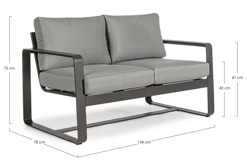 Clearance Bizzotto DIVANO IN ALLUMINIO ANTRACITE YK13 - MERRIGAN