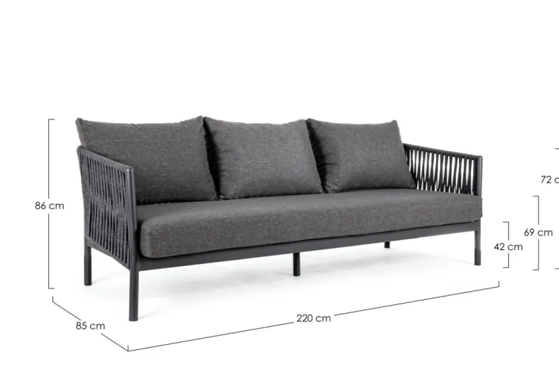 Hot Bizzotto DIVANO IN CORDA PER ESTERNO ANTRACITE WG21 - FLORENCIA
