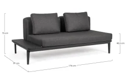New Bizzotto DIVANO LOUNGE IN ALLUMINIO ANTRACITE WG21 - MATRIX