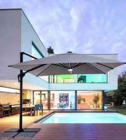 Online Bizzotto OMBRELLONE BRACCIO CON LED IN ALLUMINIO 3X3 ANTRACITE - INES