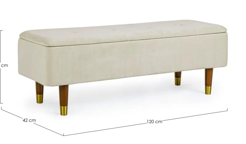 New Bizzotto PANCA CONTENITORE IN VELLUTO NATURALE - KIRA