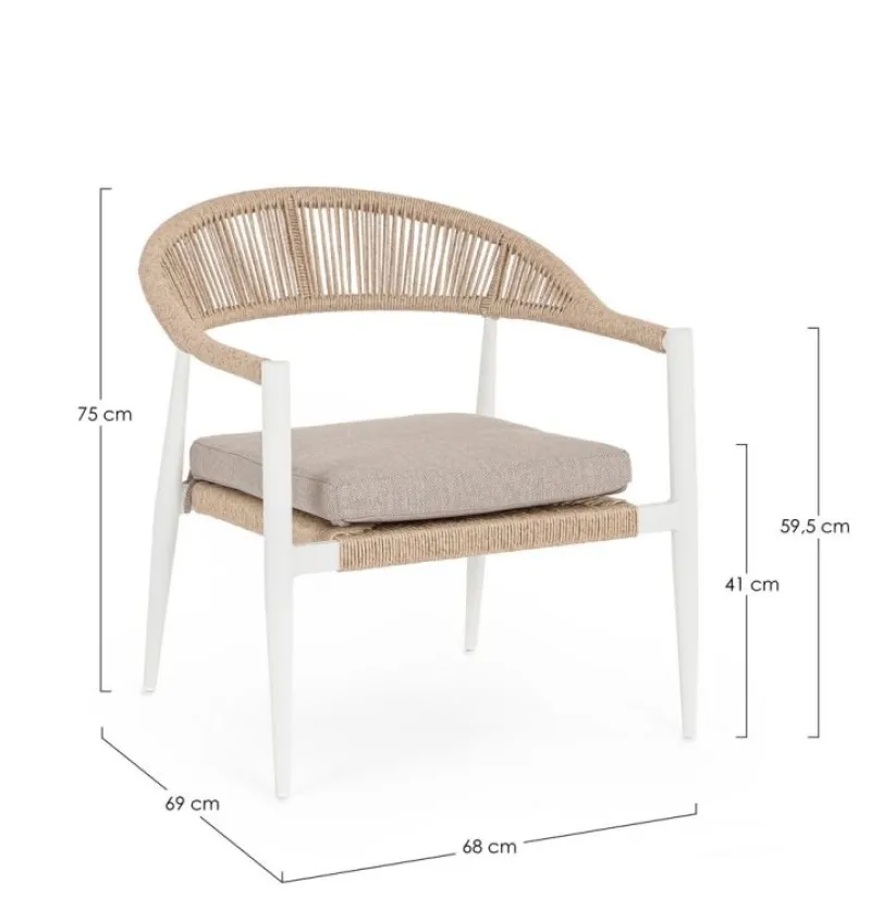 Outlet Bizzotto POLTRONA C-BR C-C JANDIA BIANCO/BEIGE