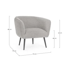 Best Bizzotto POLTRONA EFFETTO BOUCLE' GRIGIO - AVRIL