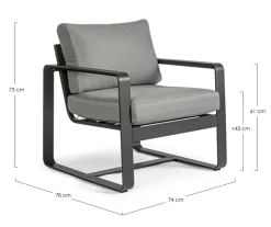 Sale Bizzotto POLTRONA IN ALLUMINIO ANTRACITE YK13 - MERRIGAN