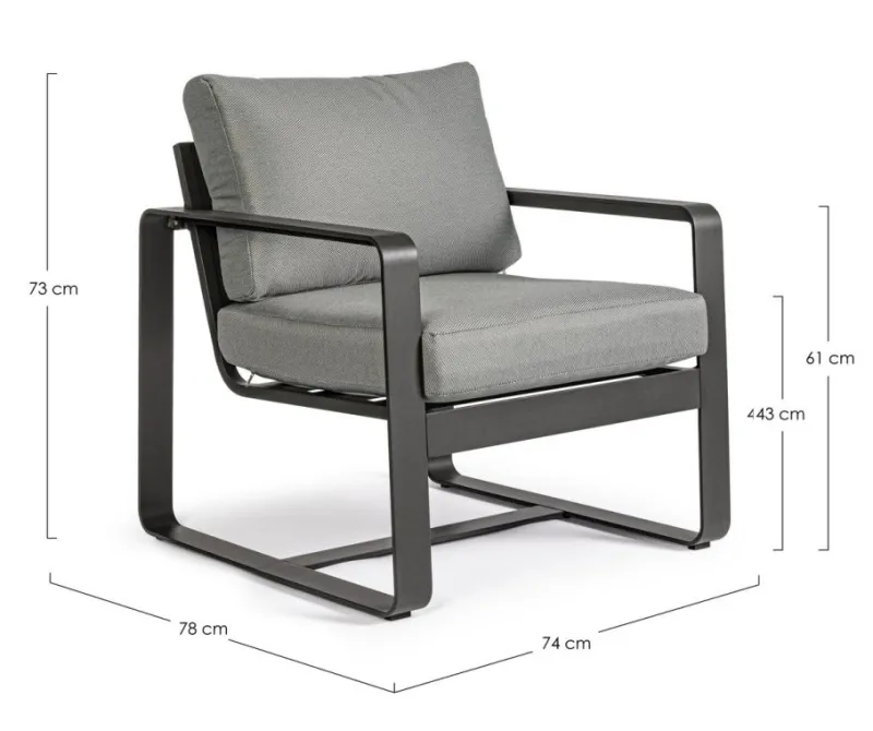 Sale Bizzotto POLTRONA IN ALLUMINIO ANTRACITE YK13 - MERRIGAN