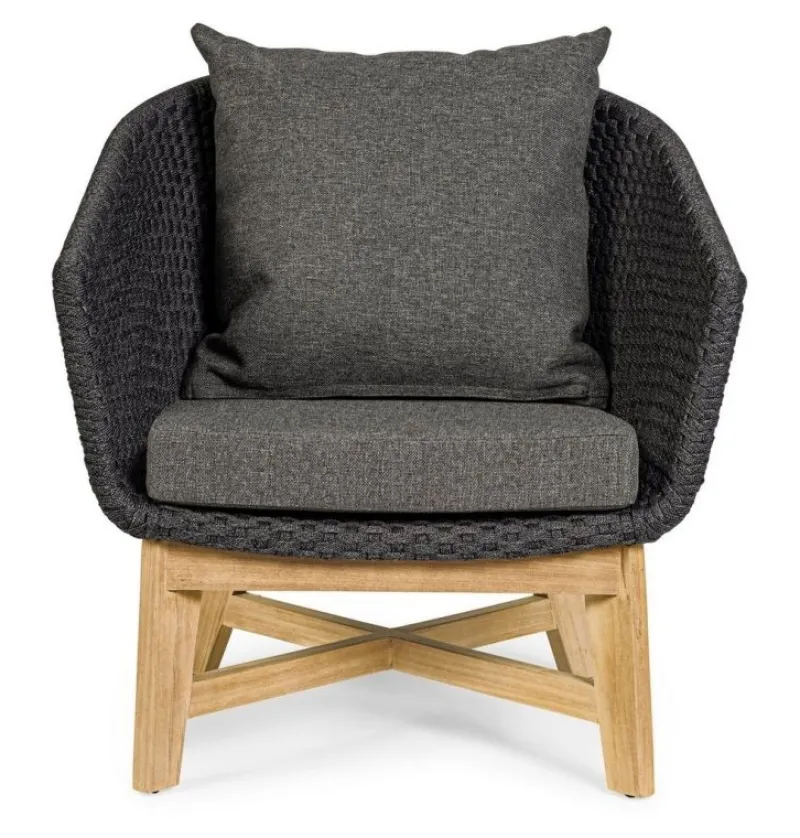 Outlet Bizzotto POLTRONA IN CORDA PER ESTERNO ANTRACITE - COACHELLA