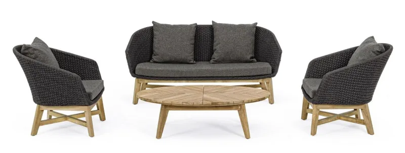 Outlet Bizzotto POLTRONA IN CORDA PER ESTERNO ANTRACITE - COACHELLA