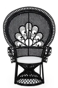 Outlet Bizzotto POLTRONA IN FIBRE NATURALI SFODERABILE NERO - PEACOCK