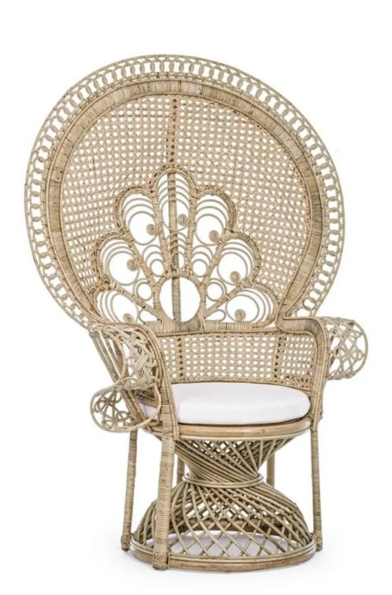 Clearance Bizzotto POLTRONA IN FIBRE NATURALI SFODERABILE NATURALE - PEACOCK