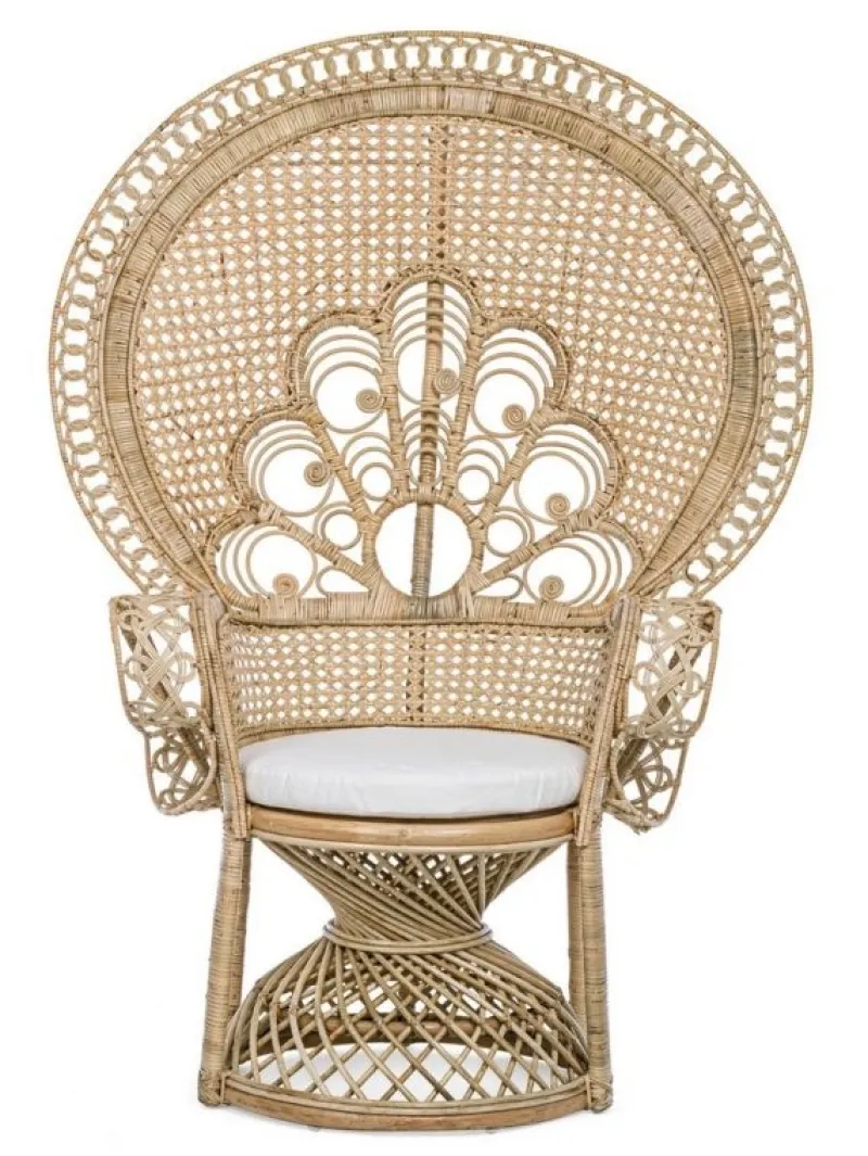 Clearance Bizzotto POLTRONA IN FIBRE NATURALI SFODERABILE NATURALE - PEACOCK