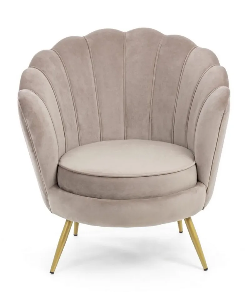 Outlet Bizzotto POLTRONA IN VELLUTO GRIGIO CHIARO - GILIOLA