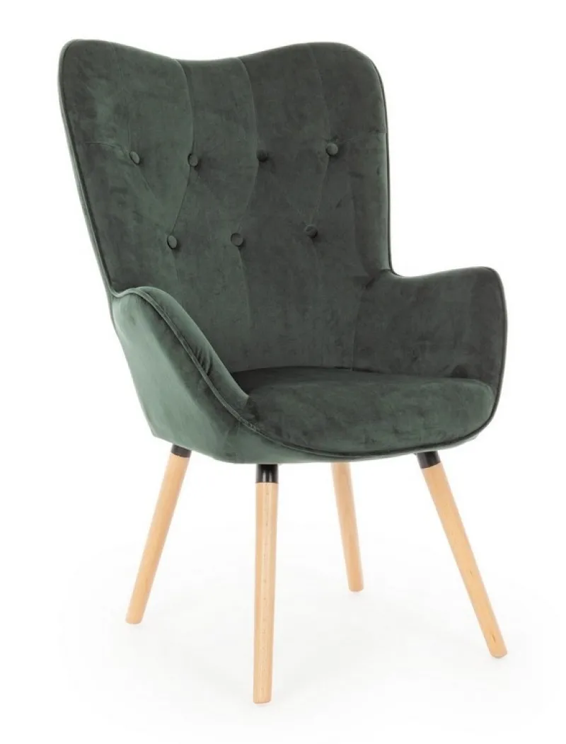 Discount Bizzotto POLTRONA IN VELLUTO VERDE BOSCO - JULIET