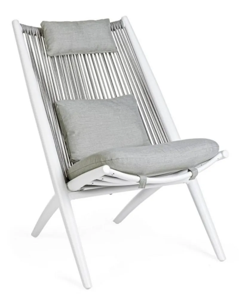 Bizzotto POLTRONA LOUNGE IN CORDA PER ESTERNO BIANCA XK03 - ALOHA NEW