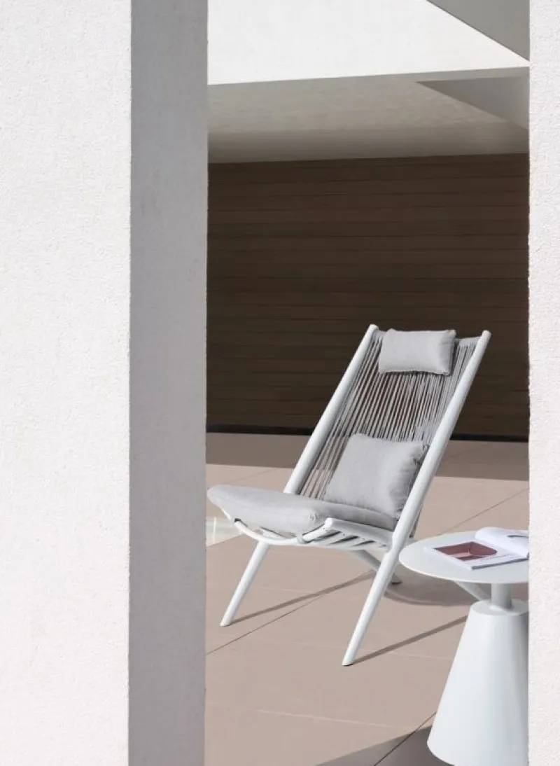 Bizzotto POLTRONA LOUNGE IN CORDA PER ESTERNO BIANCA XK03 - ALOHA NEW