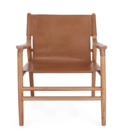 Online Bizzotto POLTRONA LOUNGE IN PELLE COGNAC - CAROLINE