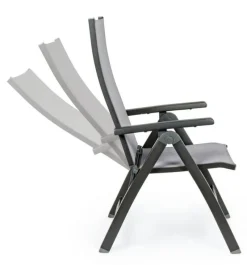 Outlet Bizzotto POLTRONA RECLINABILE IN ALLUMINIO PIEGHEVOLE ANTRACITE - CRUISE