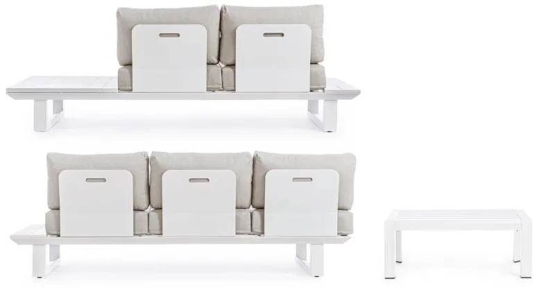 New Bizzotto SALOTTO ANGOLARE IN ALLUMINIO BIANCO CX21 - KONNOR