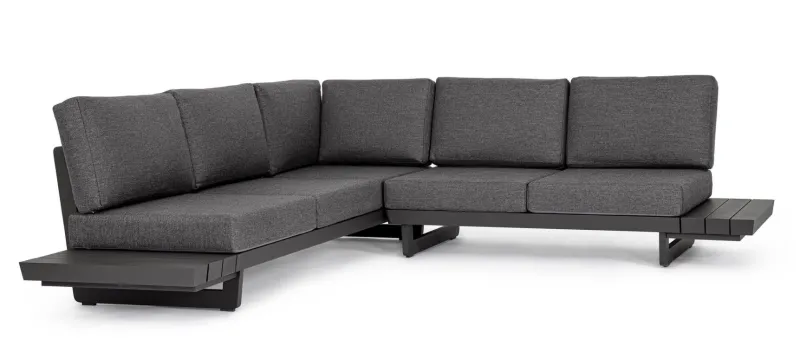 Outlet Bizzotto SALOTTO ANGOLARE IN ALLUMINIO ANTRACITE WG21 - INFINITY
