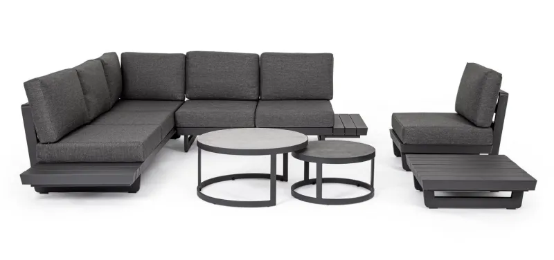 Outlet Bizzotto SALOTTO ANGOLARE IN ALLUMINIO ANTRACITE WG21 - INFINITY