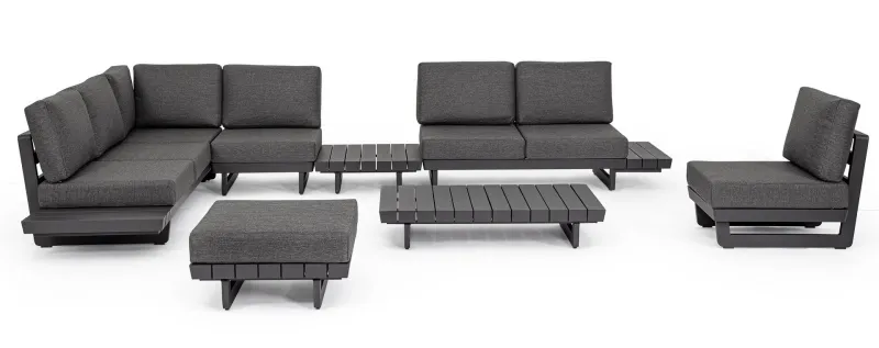 Outlet Bizzotto SALOTTO ANGOLARE IN ALLUMINIO ANTRACITE WG21 - INFINITY