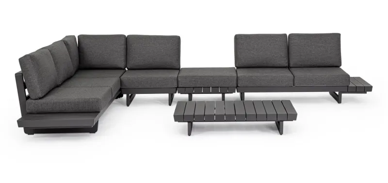 Outlet Bizzotto SALOTTO ANGOLARE IN ALLUMINIO ANTRACITE WG21 - INFINITY