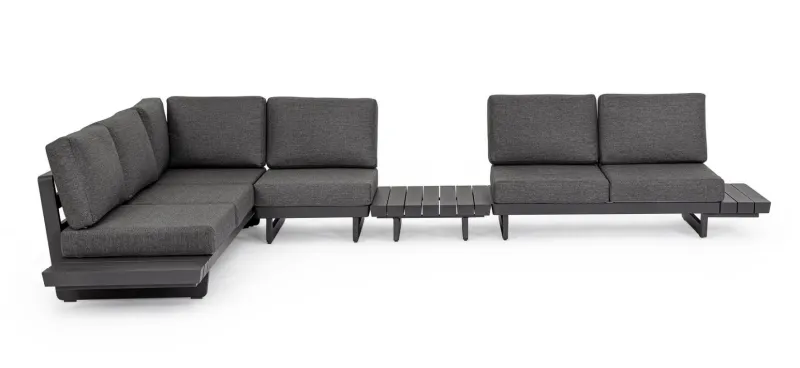Outlet Bizzotto SALOTTO ANGOLARE IN ALLUMINIO ANTRACITE WG21 - INFINITY