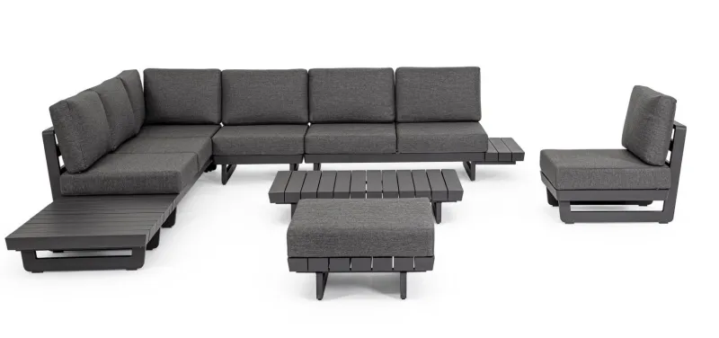 Outlet Bizzotto SALOTTO ANGOLARE IN ALLUMINIO ANTRACITE WG21 - INFINITY