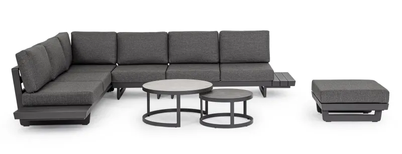Outlet Bizzotto SALOTTO ANGOLARE IN ALLUMINIO ANTRACITE WG21 - INFINITY