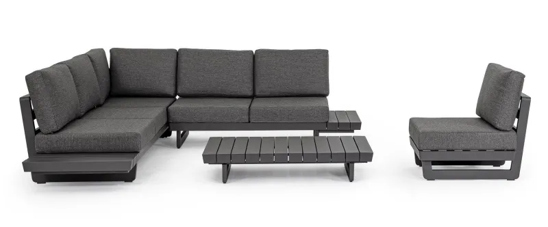Outlet Bizzotto SALOTTO ANGOLARE IN ALLUMINIO ANTRACITE WG21 - INFINITY