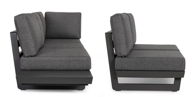 Outlet Bizzotto SALOTTO ANGOLARE IN ALLUMINIO ANTRACITE WG21 - INFINITY