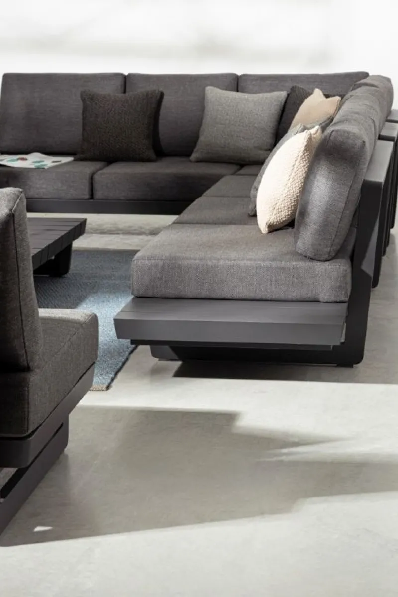 Outlet Bizzotto SALOTTO ANGOLARE IN ALLUMINIO ANTRACITE WG21 - INFINITY