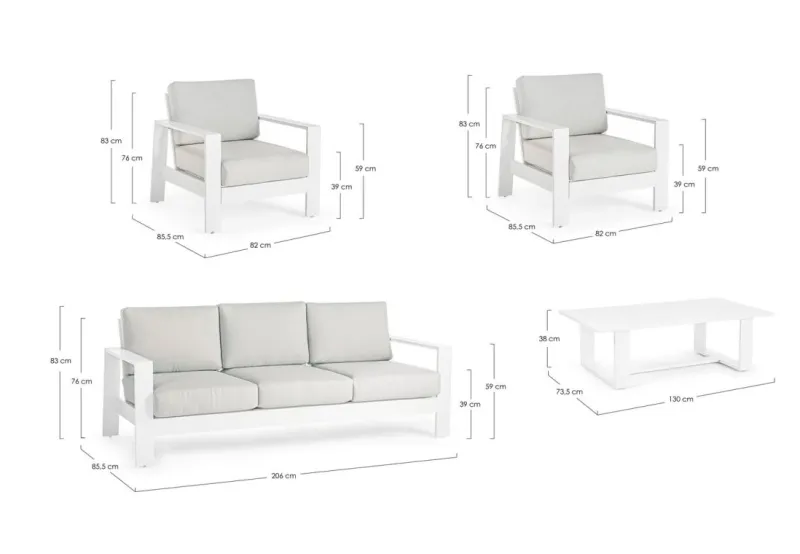 New Bizzotto SALOTTO IN ALLUMINIO BIANCO YK11 - BALTIC