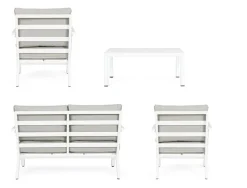 Clearance Bizzotto SALOTTO IN ALLUMINIO CON CUSCINI BIANCO YK11 - HARLEY