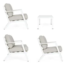 Clearance Bizzotto SALOTTO IN ALLUMINIO CON CUSCINI BIANCO YK11 - HARLEY