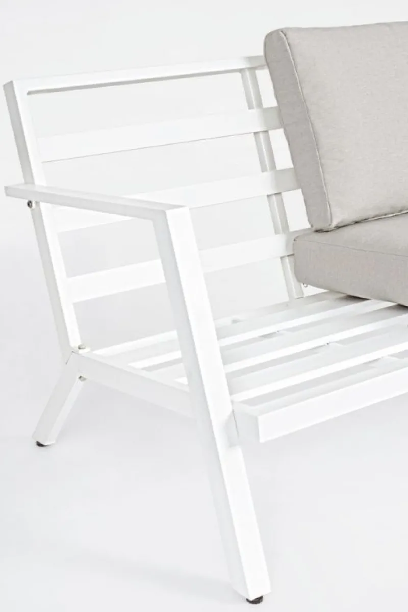 Clearance Bizzotto SALOTTO IN ALLUMINIO CON CUSCINI BIANCO YK11 - HARLEY