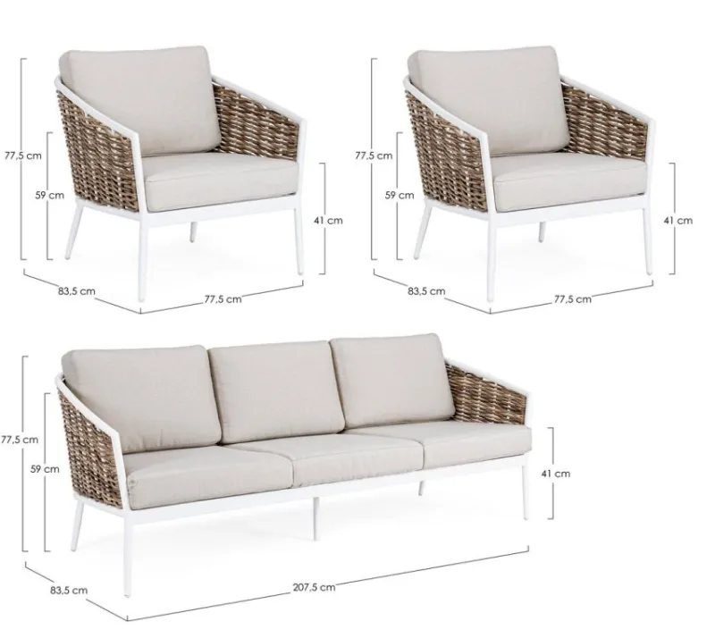 New Bizzotto SALOTTO IN FIBRA SINTETICA BIANCO YK11 - MARIBELA