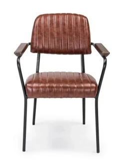 Hot Bizzotto SEDIA CON BRACCIOLI IN ECOPELLE ARANCIO SCURO - NELLY
