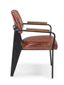 Hot Bizzotto SEDIA CON BRACCIOLI IN ECOPELLE ARANCIO SCURO - NELLY