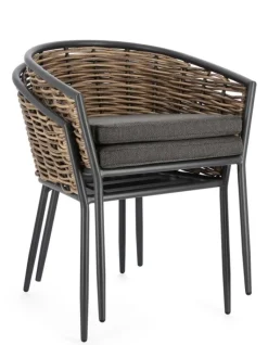 Clearance Bizzotto SEDIA CON CUSCINO ANTRACITE YK13 - MARIBELA