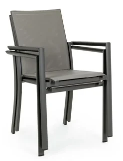 Best Bizzotto SEDIA IN ALLUMINIO IMPILABILE ANTRACITE CX23 - KONNOR