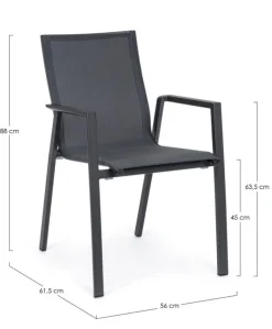 New Bizzotto SEDIA IN ALLUMINIO IMPILABILE ANTRACITE JX55 - KRION
