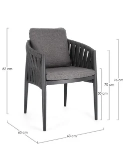 Best Bizzotto SEDIA IN CORDA ANTRACITE WG21 - JACINTA