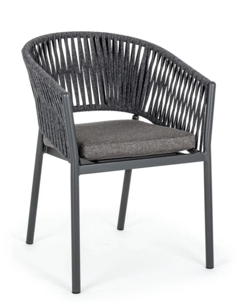 Discount Bizzotto SEDIA IN CORDA PER ESTERNO IMPILABILE ANTRACITE - FLORENCIA