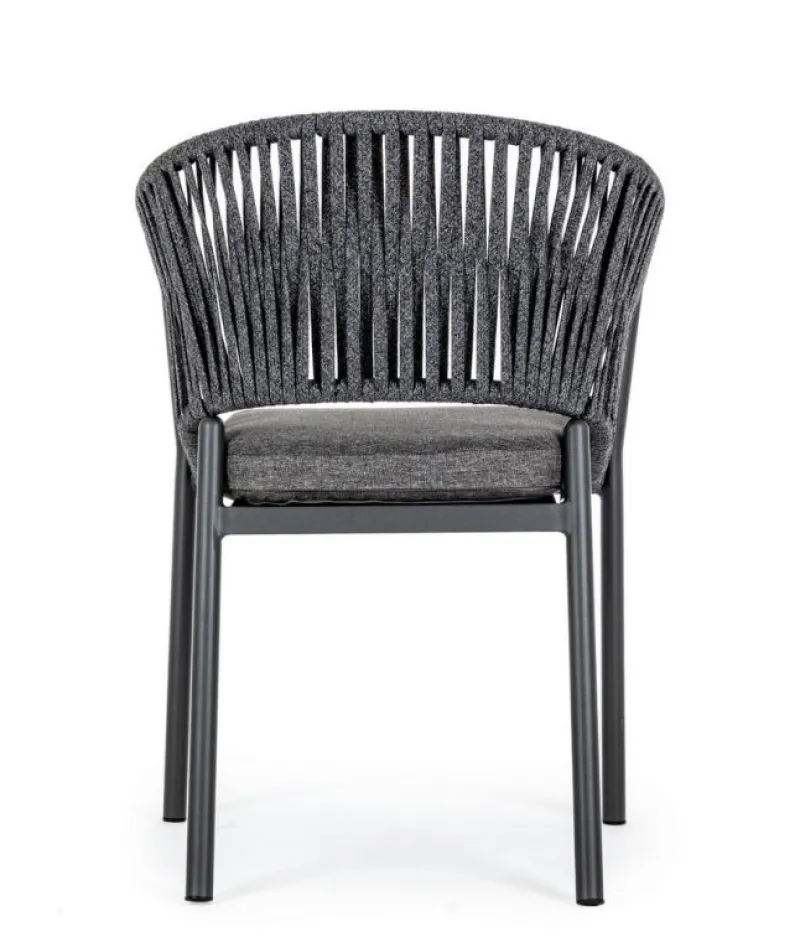 Discount Bizzotto SEDIA IN CORDA PER ESTERNO IMPILABILE ANTRACITE - FLORENCIA