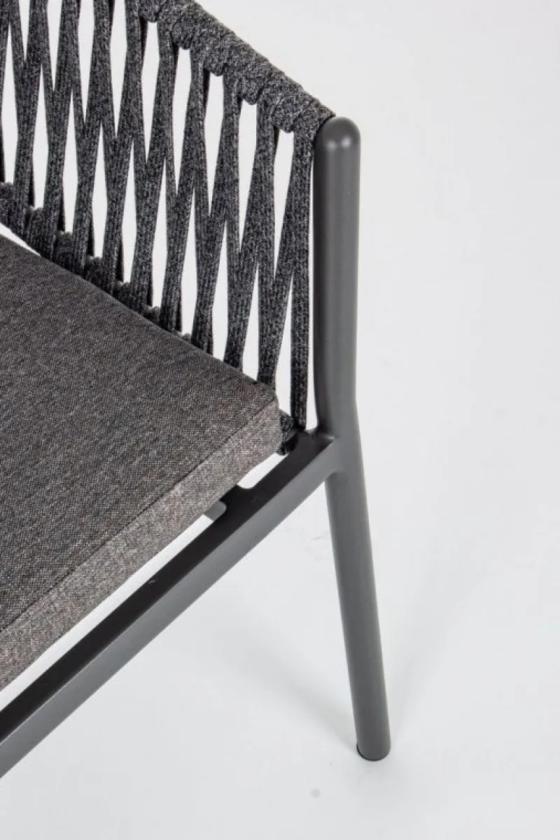 Discount Bizzotto SEDIA IN CORDA PER ESTERNO IMPILABILE ANTRACITE - FLORENCIA