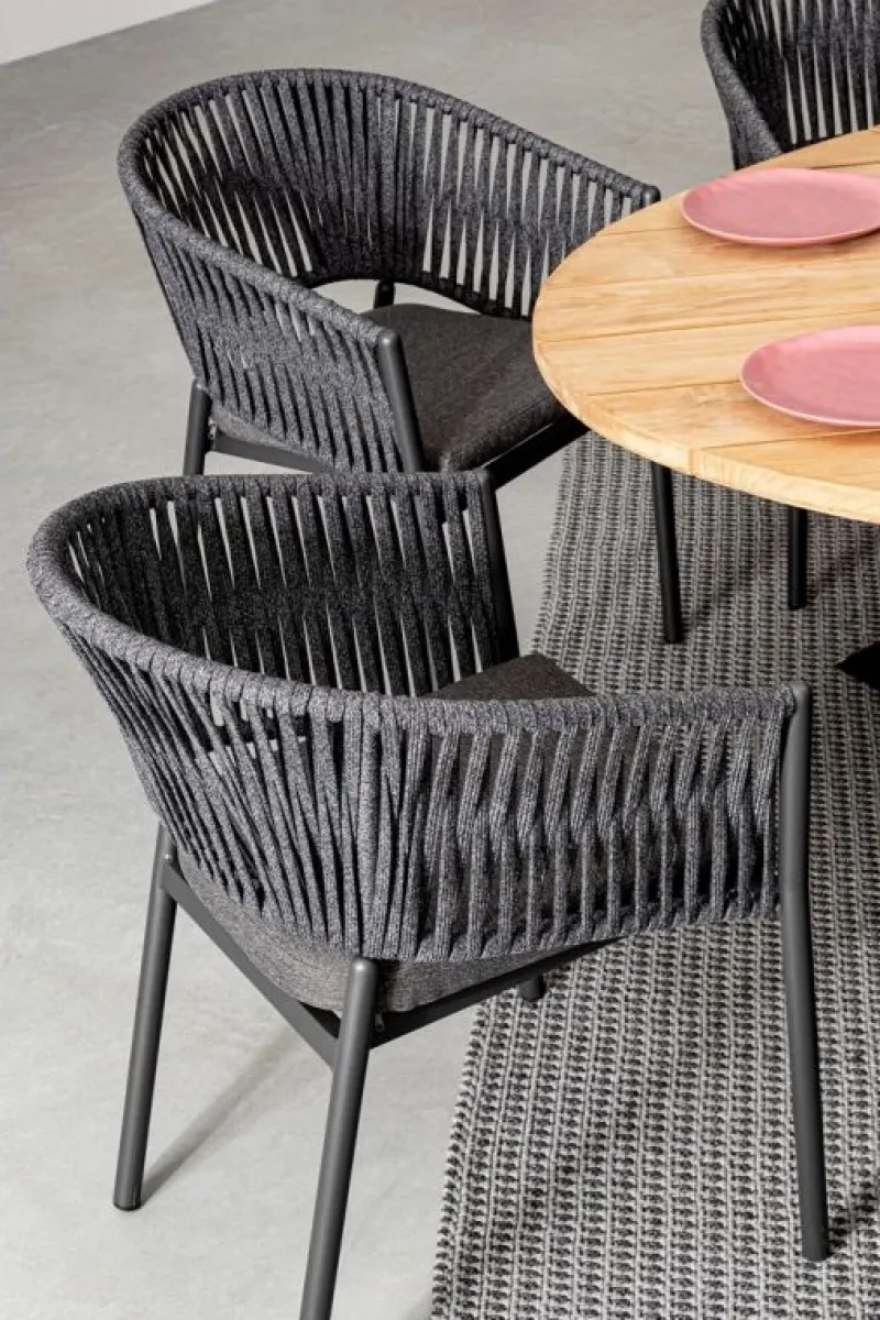 Discount Bizzotto SEDIA IN CORDA PER ESTERNO IMPILABILE ANTRACITE - FLORENCIA