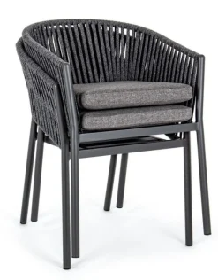 Discount Bizzotto SEDIA IN CORDA PER ESTERNO IMPILABILE ANTRACITE - FLORENCIA